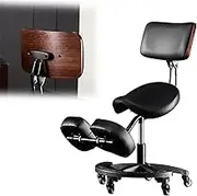 Saddle Chair Ergonomic Saddle Posture Chair Adjustable Height, Angled Kneeling Seat with Backrest & Footrest, Massage/Spa/Dental Clinic Rolling Stool