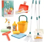 Detachable Kids Cleaning Toy Set - Broom, Mop, Dustpan, Brush, Rag Play