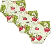 [GuoChe] Little Girls Sleep Training Pants Red Strawberry Green 3pcs Reusable Bed Wetting Underpants Under Garment for Infant