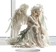 Angel Acrylic Desk Art, 2D Pot Plant Sign, Unique Art Desk Ornament, Elegant Desk Display, Stand-Up Desk Sign, Decorative Acrylic Sign, Artistic Desk Ornament for Home Living Room Decor,