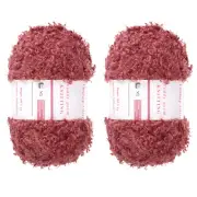 2pcs Fur Yarn Polyester Yarn Fluffy Chunky Yarn Red for Crocheting,50m