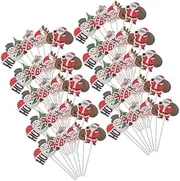 CAXUSD Xmas Tree Cake Picks Santa Claus Snowman Reindeer Cocktail Toothpick Christmas Food Stick Decorations