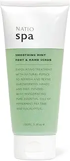 Natio Spa Smoothing Mint Foot and Hand Scrub 100 ml - Pumice, Tea Trea, Peppermint Eucalyptus, Grapedruit and Rosemary Scrub - Microbead Free, Exfoliating, Smoothing & Made in Australia