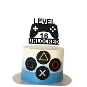 Level 16 Unlocked Cake Topper, Video Game Cake Topper, Game Controller Cake