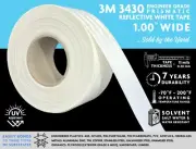 3M 3430 ENGINEER GRADE PRISMATIC TAPE, WHITE, 1.00" WIDE, SOLD BY THE YARD!