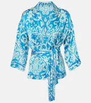 [Poupette St Barth] Poupette St Barth Clea printed jacket AU 14 blue