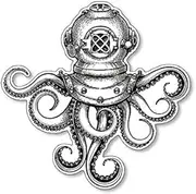 Diver Helmet with Octopus Tentacles Shaped Sticker (Diving Dive Squid Tentacles viyl Decal for car or Laptop (3 inch)