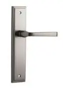 Iver Annecy Door Lever Handle on Stepped Backplate Satin Nickel