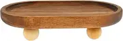 RdjEokf Wood Riser Counter Tray, Uniquefarmhouse Wooden Riser Tray, Wood Plant Stand, Rustic Wooden Pedestal Display Stands, For Indoor Outdoor Home Patio Décor (Oval)