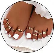 [INENIMARTJ] Boho Gold Toe Rings Set for Women Gold Stacking Toe Rings Adjustable Open Butterfly Stars Toe Ring Set Summer Beach Toe Ring for Women Girls