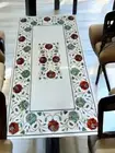 48"x24" Italian White Marble Dining Table Paua Shell & Carnelian Floral Inlay