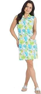 [IBKUL] Athleisure Wear Sun Protective UPF50+ Icefil Paddy Print Sleeveless Mock Dress – 58757