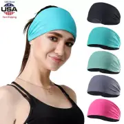 Men Women Wide Elastic Hairbands Slip Sports Sweatbands Yoga Workout Headbands