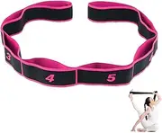 Yoga Stretch Strap, Stretching Band Strap with 8 Intensity Levels, Fitness Elastic Band, Segmented Resistance Band for Yoga, Latin, Pilates, Dance, Fitness (Rose Red)