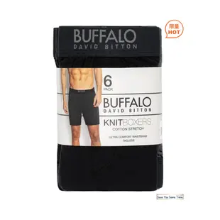 【男性專區】【真心推薦】95% 棉 Buffalo 男彈性平口褲六入 黑色/灰色 [ 中間有開口 穿起來特別性感 ]