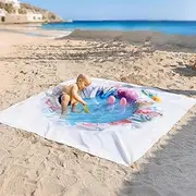 78.00"*78.00" Baby Beach Pool, 2-in-1 Kiddie Pool and Beach Blanket, Kiddie Pool and Beach Blanket, Foldable Toddler Puddle Pool Beach Toy,Waterproof Kids Sandproof Beach Mat