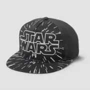 Kids' Star Wars Flat Top Baseball Cap Hat - Black One Size Galaxy Light Speed