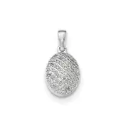 14k White Gold Real Diamond Oval Shape Pendant