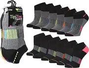Tipi Toe Women's Athletic Cushioned Comfort Running Ankle Socks (12 Pack)