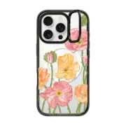 iPhone 16 Pro Impact Ring Stand Case MagSafe Compatible Pastel Poppies