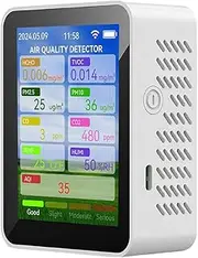 xinyee Tuya WiFi Multifunctional Air Quality Meter Household HCHO TVOC Carbon Monoxide CO2 PM2.5 PM10 Tester Portable Temperature Humidity Detector 2.8-inch TFT Display with Alarm Function