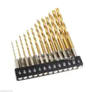 New 13pc Hex Shank Drill Bit Set HSS Titanium Coated Quick Change Load w/ Holder
