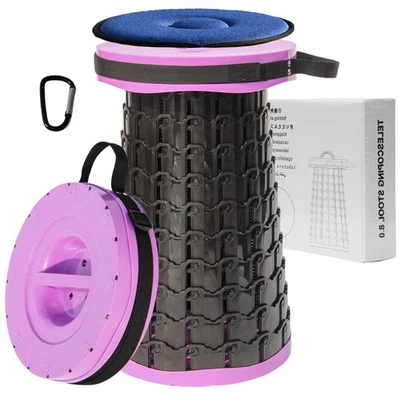 Upgraded Portable Collapsible Stool with Cushion,Telescoping Folding Stool fo...