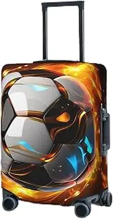[RLDOBOFE] Travel Luggage Cover for Suitcase Elastic Suitcase Protector Cool Soccer Ball Suitcase Covers Washable Suitcase Protective Cover Dust-proof Luggage Covers Fit 18-32 Inch Luggage, Black, Small