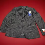 Kilburne & Finch TUX Blazer Mens 38S SLIM Fit Black Floral Tuxedo Jacket