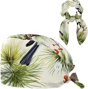 [YTYVAGT] Scrub Caps Women,Scrub Hats Suitable for Women,Birds Christmas Tree Snowflakes
