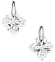 [JewelryWeb] 14k White Gold 7x7mm Kite Shaped CZ Simulated Diamond Screw Back Earrings Stud Earring for Women