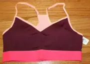 NEW NWT Womens GAP GapFit Sports Bra Low Impact Padded Removable Pads Wine *2J