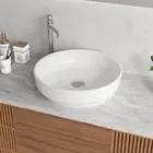 Glacier Bay Vessel Sink 15.8"Lx15.75"W Ceramic Round White Gloss Natural Round