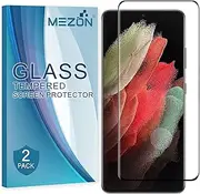 [MEZON] [2 Pack] Full Coverage Tempered Glass for Galaxy S21 Ultra 5G - Crystal Clear Premium 3D Edge 9H HD Screen Protector (S21 Ultra 5G, 9H Full)
