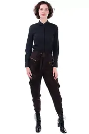 RRP €360 JUST CAVALLI Cargo Trousers Size IT 40 / S Belted Zipped Cuffs Cropped