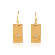 Meryem Earrings in Sterling Silver with Garnet Stone - Matt Finish Jewellery in Australia