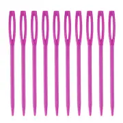 90pcs Plastic Sewing Needles, 7cm Large Eye Blunt Learning Needles, Dark Red