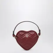 [GUCCI] Heart-shaped GG Marmont mini bag Rosso Ancora One size Burgundy