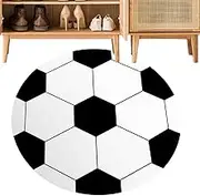 Kids Play Mat,Round Kids Rug - Non-Slip Floor Mat with Football Design | Circular Carpet, Machine Washable Soft Carpet for Bedroom, Esq Bedroom