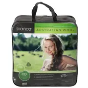 Bianca Woolly Comforts Australian Wool Quilt 300gsm Home Bedding WHT
