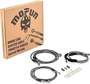Mofun Extended Length ABS Hydraulic Front Brake Line and Hydraulic Clutch Cable Kit Compatible with Harley Touring Electra Glide Street Glide Road Glide 2014 2015 2016, Fit 12" -14" Handlebar Black