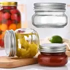 Round Transparent Mason Jars with Sliver Lids for Jam Candy and Wedding Favors