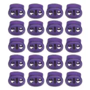 0.7x0.8" Cord Locks, 30 Pack Double Hole Spring End Toggle Stopper, Dark Purple