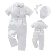 Baptism Christening Outfits for Boys Birthday Outfit 0-3 Months #219-white