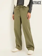 FatFace Ashby Khaki Green Wide Leg Trousers (E84514) | $127