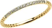 [Claddagh Gold] 10k Yellow Gold Dainty Diamond Stackable Rope Design Ring(Size 7)