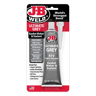 JB Weld 32327 Ultimate Grey RTV Silicone Gasket Maker & Sealant, 3 oz