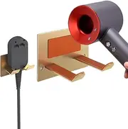 XIGOO Adhesive Hair Dryer Holder - Stick on Wall or Wall Mount Bathroom Hair Blow Dryer Rack Organizer Compatible with Dyson Supersonic Hair Dryers (Gold)