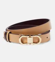 [Ferragamo] Ferragamo Gancini reversible leather belt Inch 31.5 brown