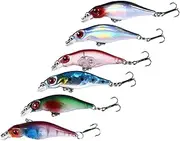 HONMEET 6 PCS Freshwater Fishing Lures Kit Slow Sinking Artificial Baits for Sea and Fresh Water Durable Design for Enhanced Fishing Efficiency and Versatile Use